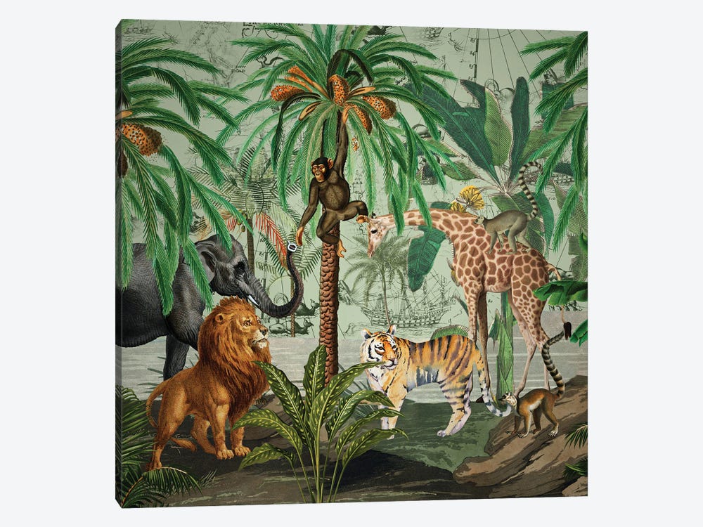 Vintage Jungle by UtArt 1-piece Canvas Art Print