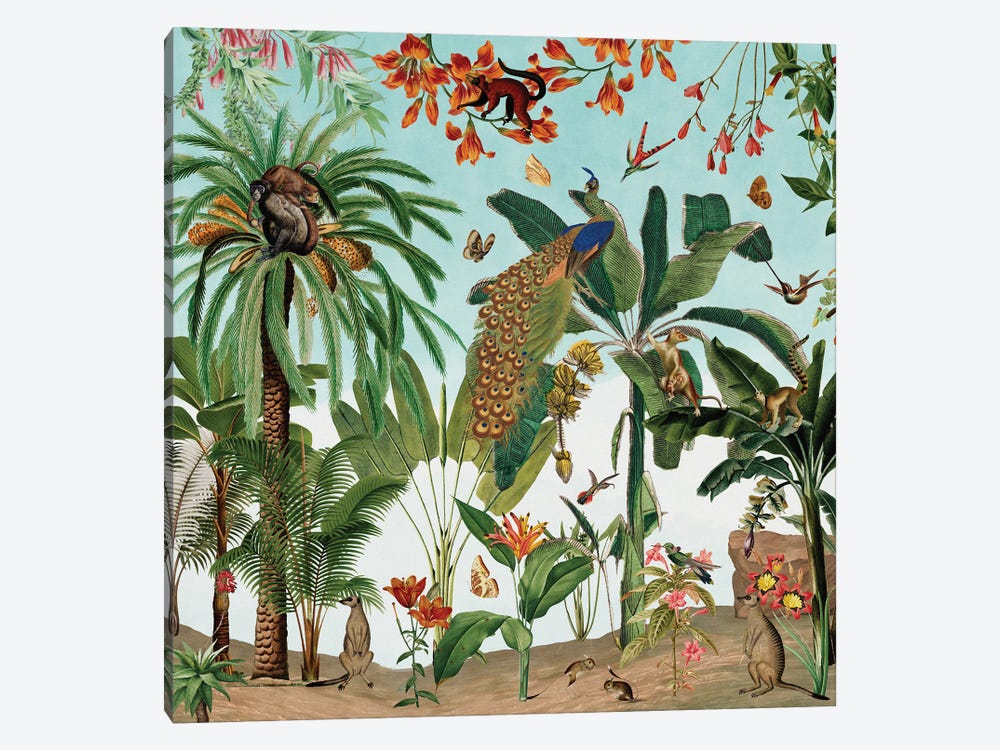 Nostalgic Jungle With Animals by UtArt 1-piece Canvas Art