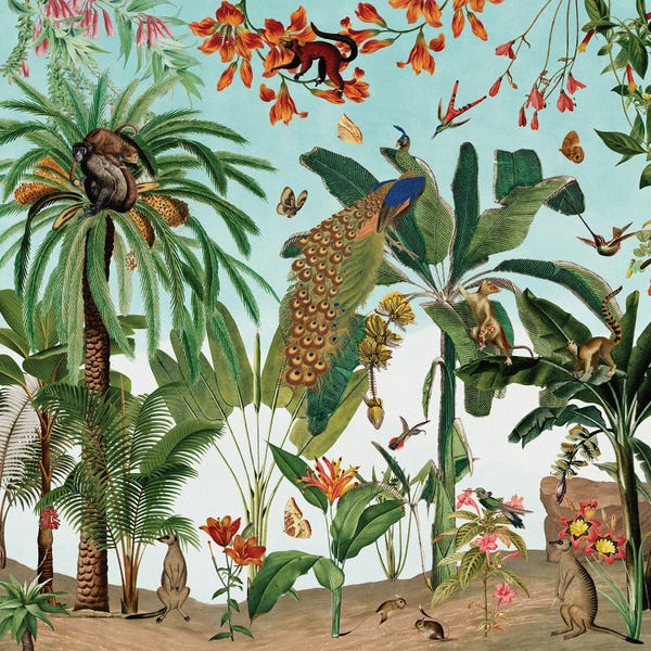 UtArt: Nostalgic Jungle With Animals by UtArt