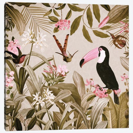 Toucan In Vintage Rainforest Canvas Print #UTA399} by UtArt Canvas Wall Art