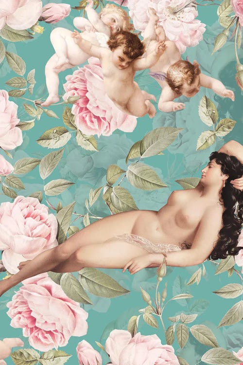 Antique Sleeping Venus In Roses Garden