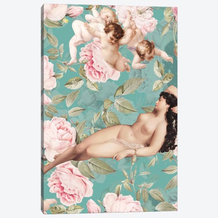 Antique Sleeping Venus In Roses Garden Canvas Print #UTA39} by UtArt Canvas Art Print