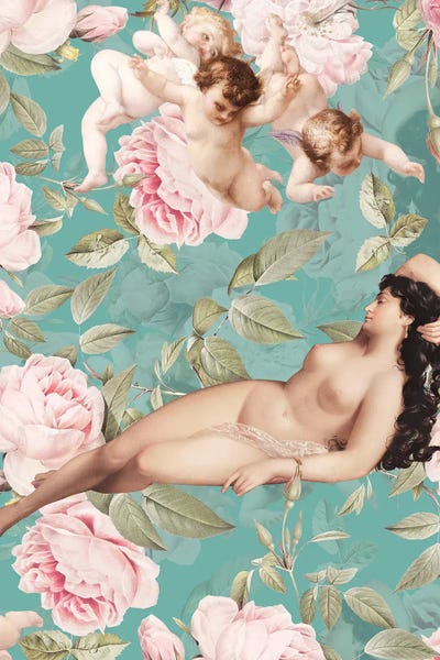 UtArt: Antique Sleeping Venus In Roses Garden by UtArt