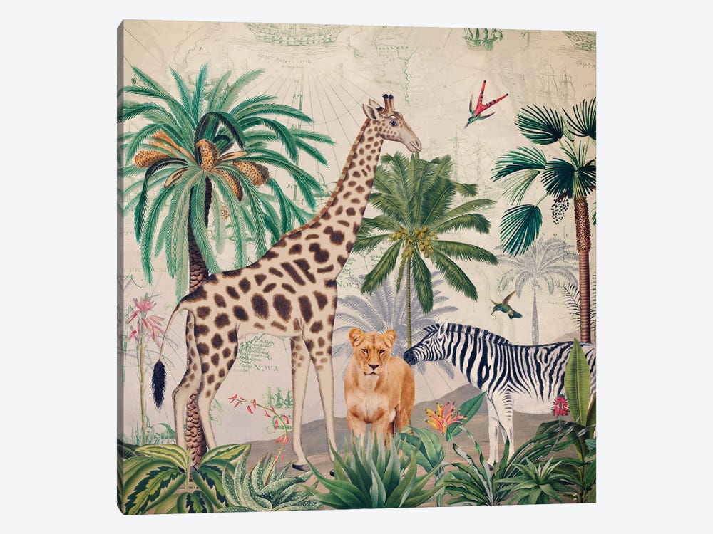 African Vintage Jungle by UtArt 1-piece Art Print