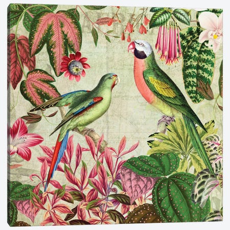 Birds And Jungle Tropical Rainforest Canvas Print #UTA402} by UtArt Canvas Art