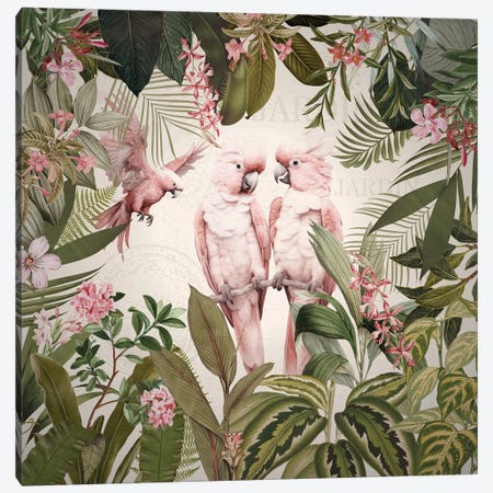 Pink Cockatoos In Rainforest Canvas Print #UTA405} by UtArt Art Print