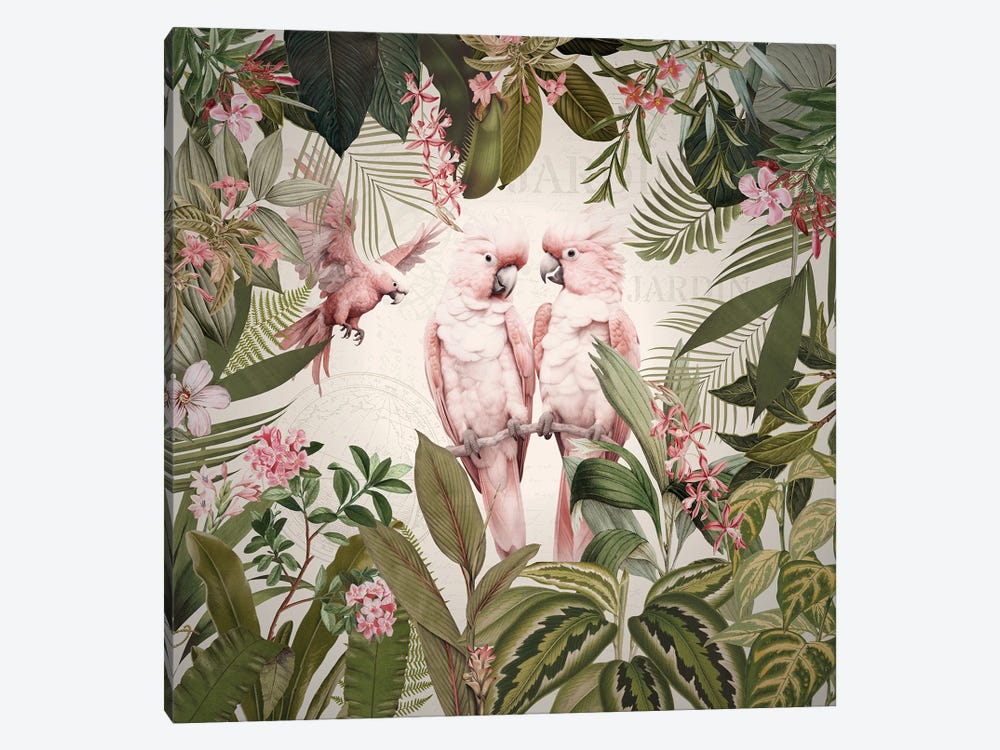 Pink Cockatoos In Rainforest by UtArt 1-piece Canvas Print