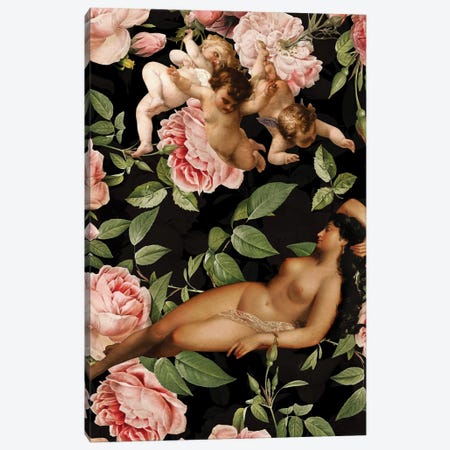 Antique Sleeping Venus In Roses Night Garden Canvas Print #UTA40} by UtArt Canvas Artwork