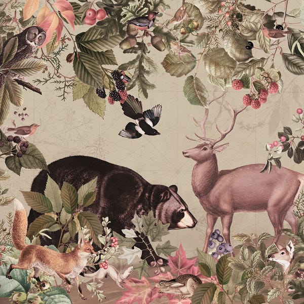 Vintage Animal Illustrations: Vintage Woodland - Guardians Of The Forest by UtArt