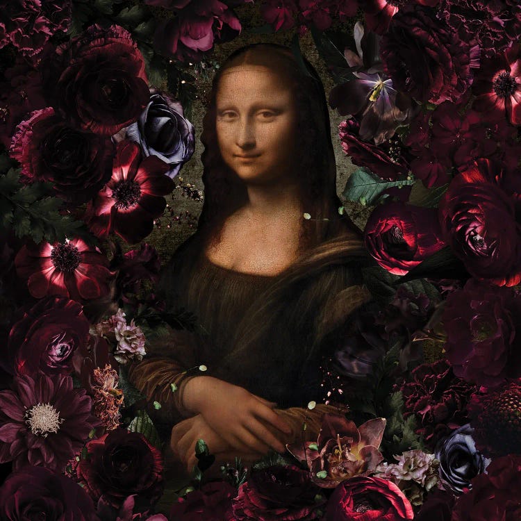 Mona Lisa In Night Flower Garden