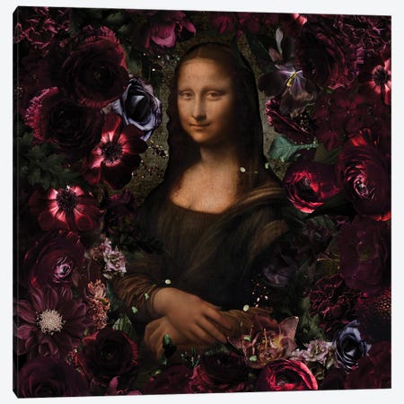 Mona Lisa In Night Flower Garden Canvas Print #UTA425} by UtArt Canvas Print