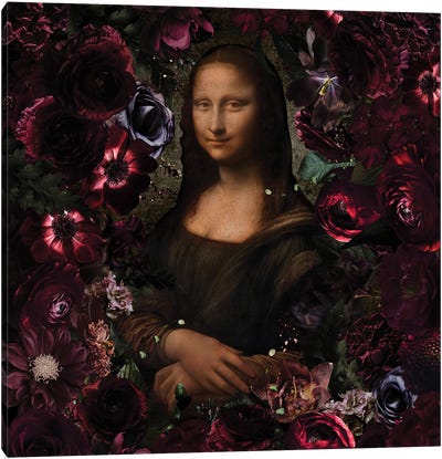 Mona Lisa In Night Flower Garden Canvas Art Print - UtArt