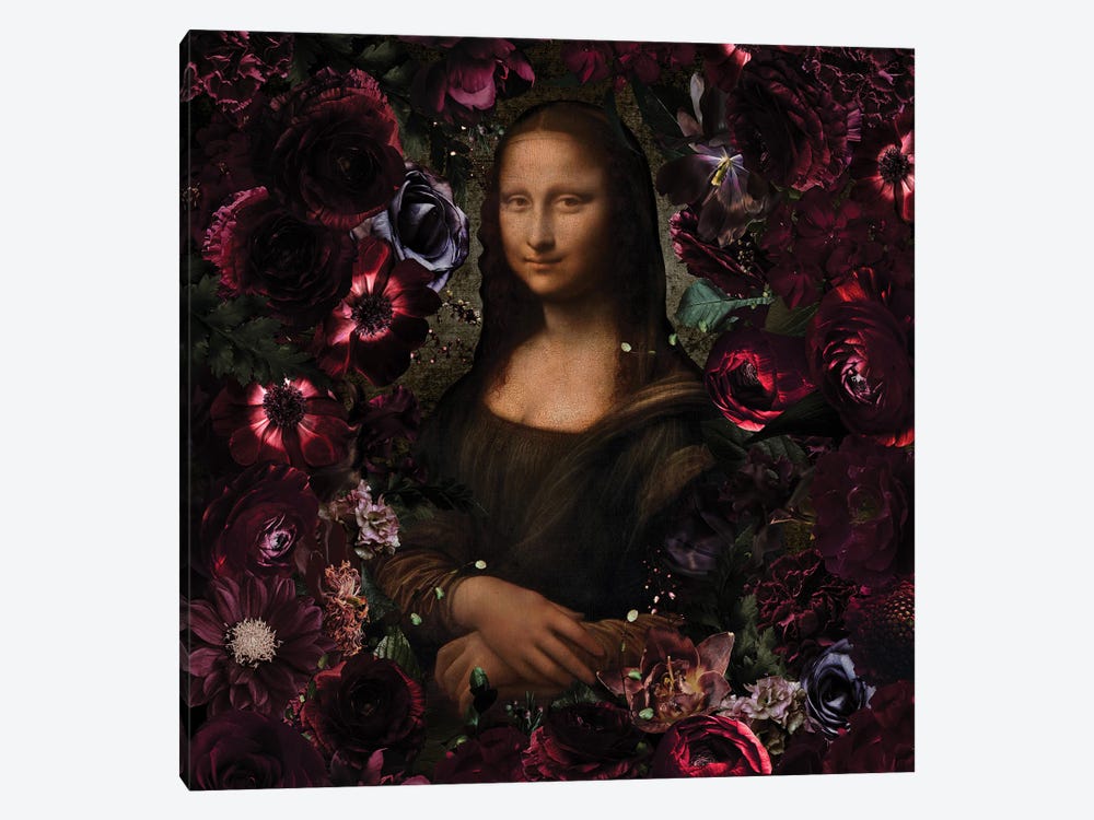 Mona Lisa In Night Flower Garden by UtArt 1-piece Canvas Print