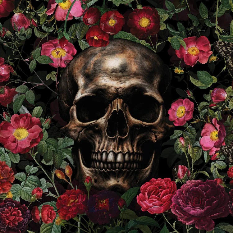 Gothic Floral Skull