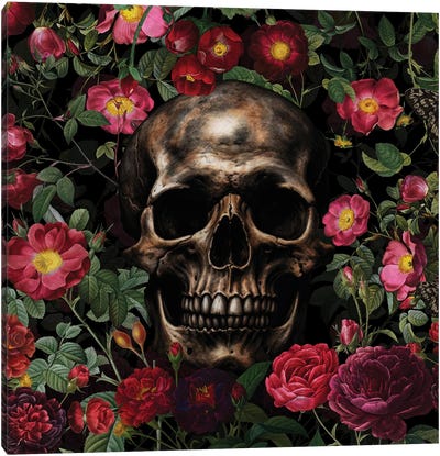 Gothic Floral Skull Canvas Art Print - UtArt