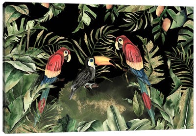 Birds Night Jungle Canvas Art Print