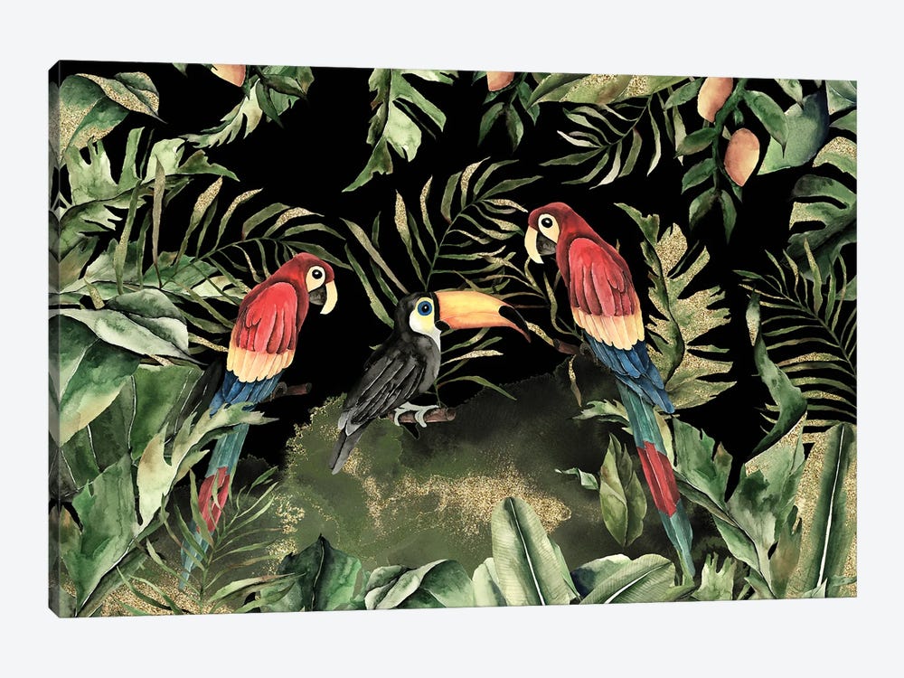 Birds Night Jungle by UtArt 1-piece Canvas Art Print