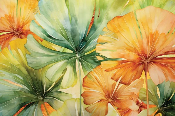 UtArt: Watercolor Monstera Leaves I by UtArt