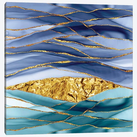 Blue Gold And Glamour Marbling Landscape Canvas Print #UTA47} by UtArt Canvas Print