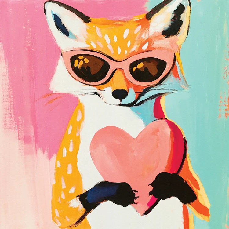 Fox Holding A Heart by UtArt wall art