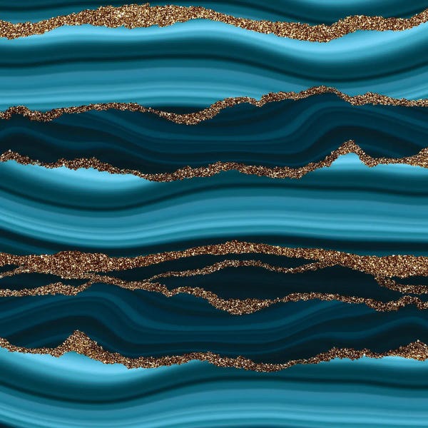 UtArt: Blue Marble Slices With Gold Glitter Veins by UtArt