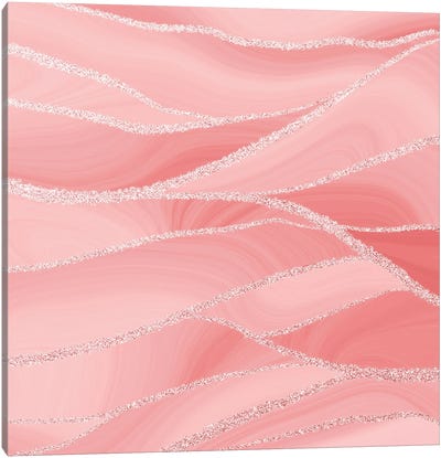 Blush Agate Mermaid Slices Landscape Canvas Art Print - Rose Gold Art