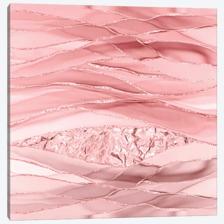 Blush Agate Mermaid Slices With Glamour Glitter Canvas Print #UTA54} by UtArt Canvas Wall Art