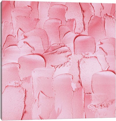Blush Pink Hand Painted Metallic Strokes Canvas Art Print - Rose Gold Art