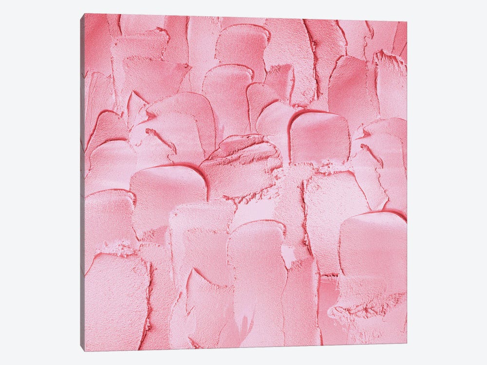 Blush Pink Hand Painted Metallic Strokes by UtArt 1-piece Canvas Wall Art