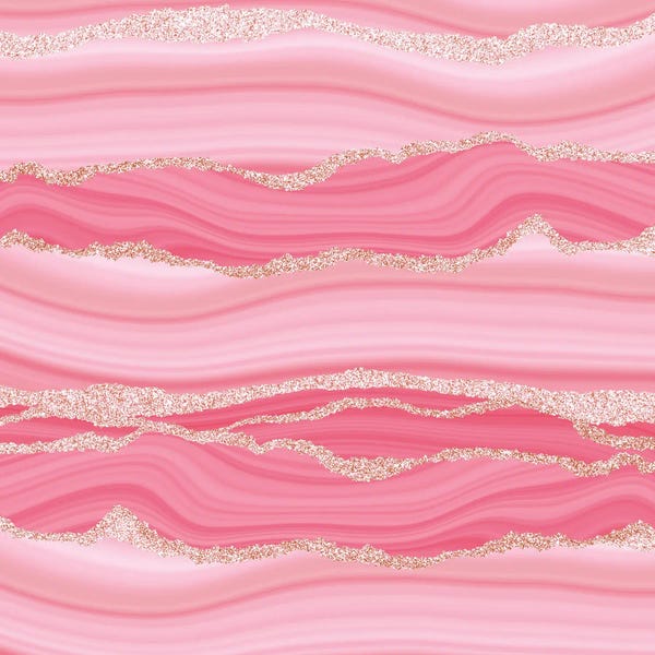 UtArt: Blush Pink Marble Slices With Gold Glitter Veins by UtArt