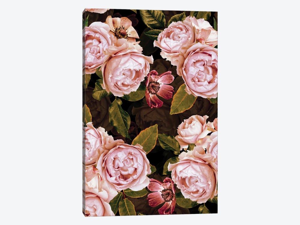 Blush Real Night Roses Garden by UtArt 1-piece Canvas Art