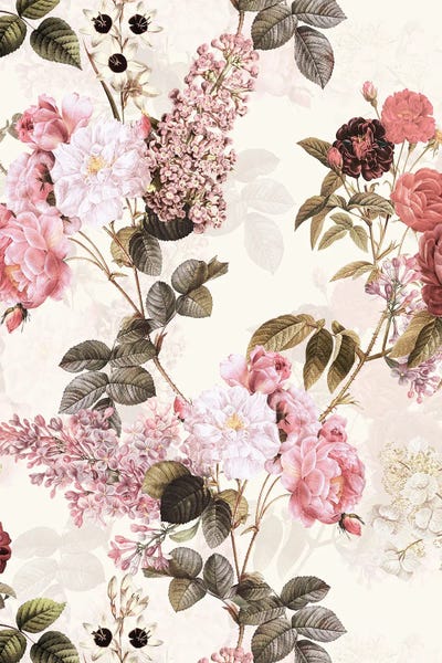 Granny Chic: Blush Redouté Roses Garden by UtArt