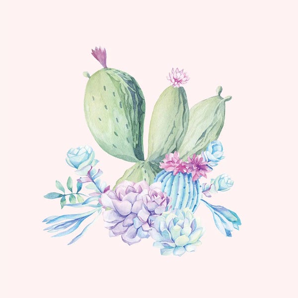UtArt: Blush Watercolor Cacti by UtArt