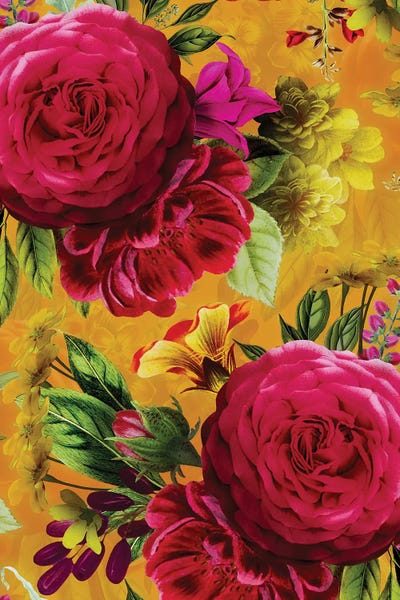 Colorful Vintage Garden by UtArt framed canvas print