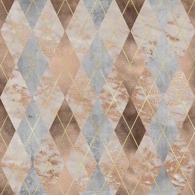 Copper And Marble Argyle by UtArt framed canvas print