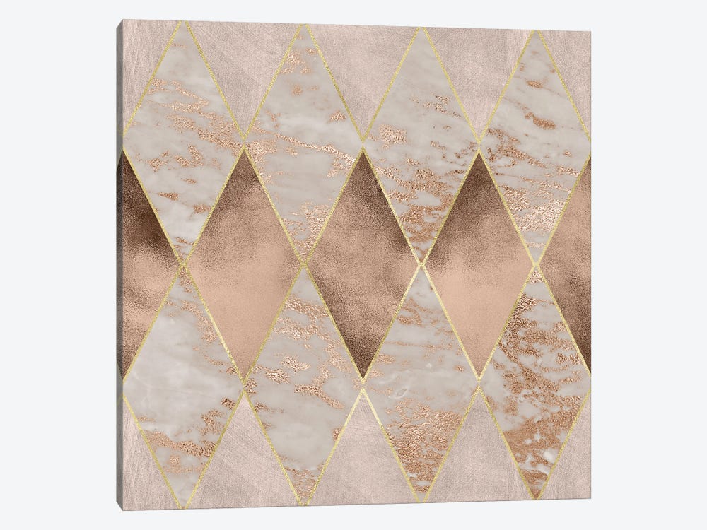 Copper And Marble Argyle Large by UtArt 1-piece Canvas Wall Art