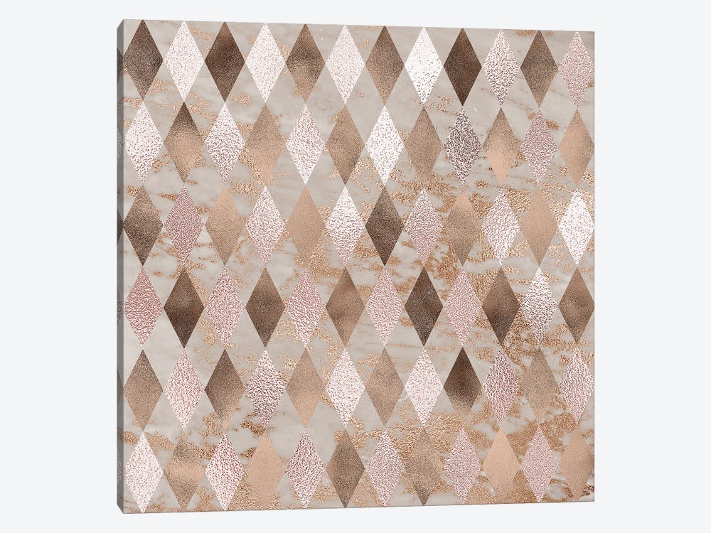 Copper And Marble Argyle Small by UtArt 1-piece Canvas Art Print
