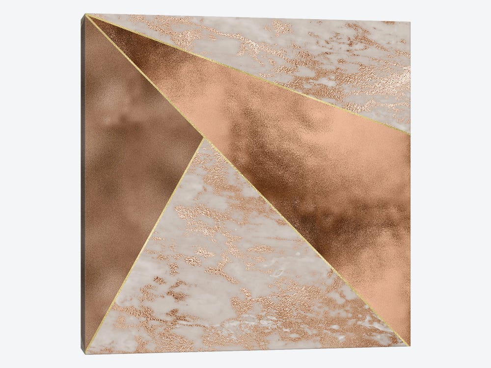 Copper And Marble Triangles by UtArt 1-piece Canvas Artwork