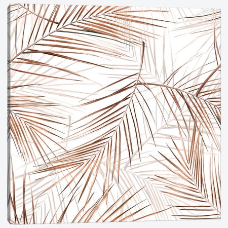Copper Palm Leaves Canvas Print #UTA83} by UtArt Canvas Art