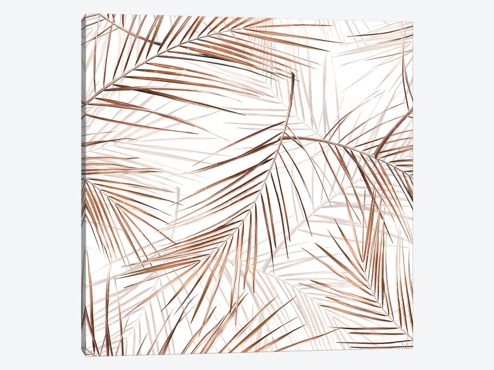 Copper Palm Leaves by UtArt 1-piece Canvas Print