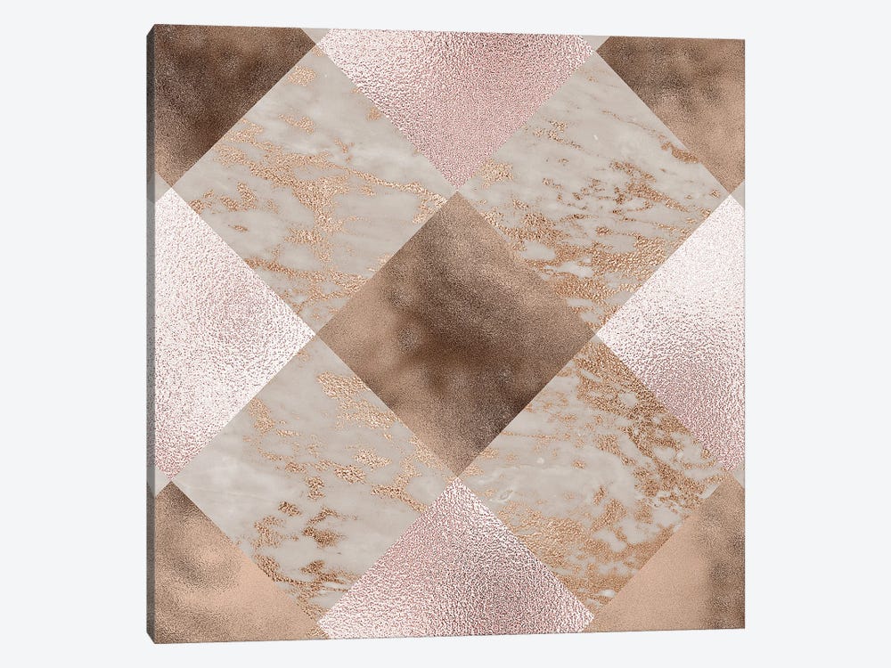 Diagonal Copper And Marble Squares by UtArt 1-piece Canvas Wall Art