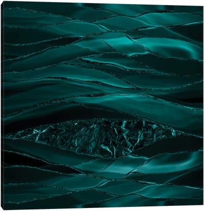 Emerald Glamour Marbling Landscape Canvas Art Print - Green with Envy