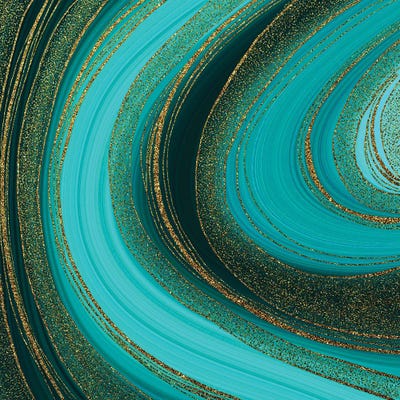 Emerald Gold Marble by UtArt framed canvas print