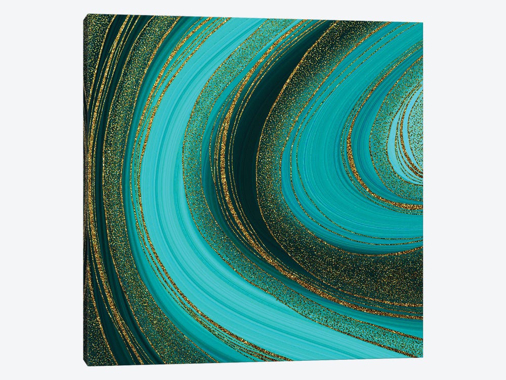Emerald Gold Marble by UtArt 1-piece Canvas Art Print