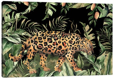 Exotic Leopard In Jungle Canvas Art Print