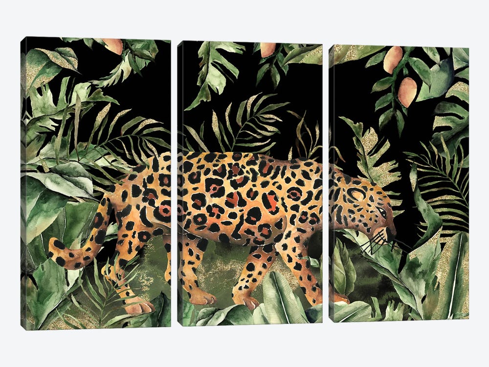 Exotic Leopard In Jungle by UtArt 3-piece Canvas Artwork