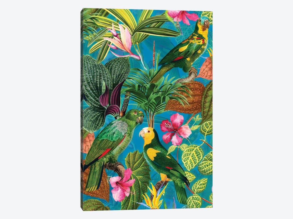 Exotic Parrot Vintage Jungle by UtArt 1-piece Canvas Art Print