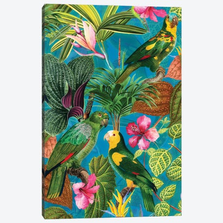 Exotic Parrot Vintage Jungle Canvas Print #UTA98} by UtArt Art Print