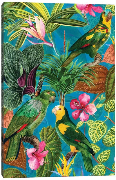 Exotic Parrot Vintage Jungle Canvas Art Print - Parrot Art