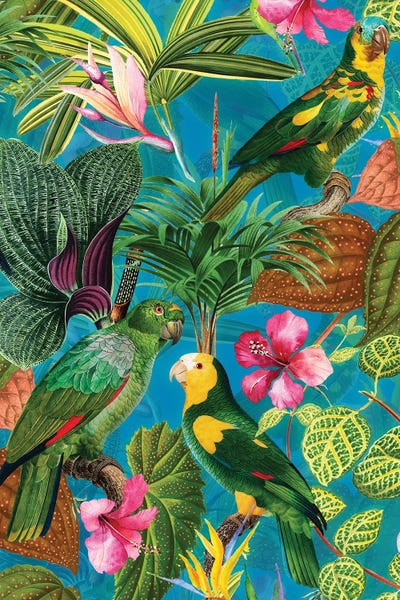 Tropical Leaves: Exotic Parrot Vintage Jungle by UtArt